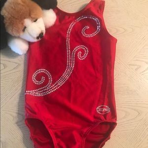 🌴Youth Large Red embellished sleeveless leotard🌴